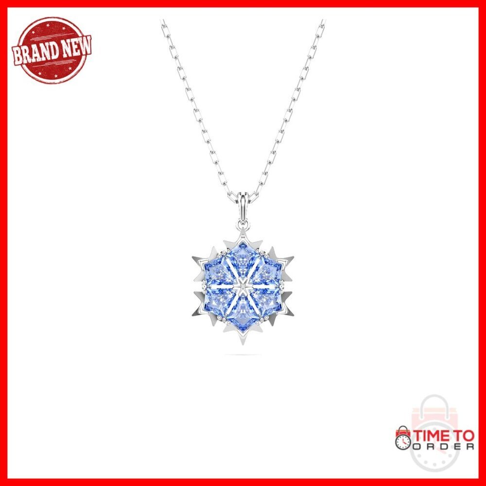 Snowflake Pendant Necklace Rhodium Crystal Minimal Elegant Day to Night